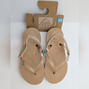 REEF Little Kid Size 11 Charming Flip Flop Tan Sandals Stretchy Strap New